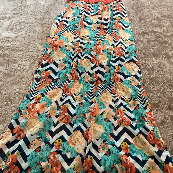 Orange and Chevron fun long summer dress - Picture 4 of 6